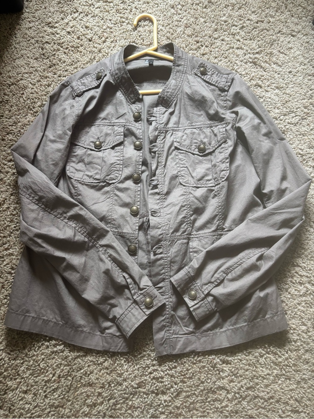 Women’s Gray Military-Style Button Front Jacket